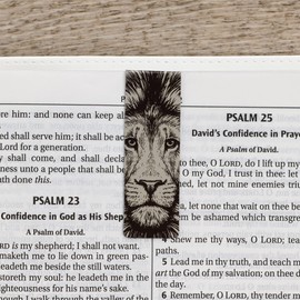 Christian Art Gifts Magnetic Scripture Bookmark/Pagemarker Set for Men: Strong & Courageous Lion - Set of 6, Inspirational Scripture for Bibles, Fridges, Books, Multicolor/Brown/Black/Gray, Small