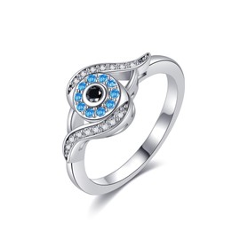 Evil Eye Ring Sterling Silver Turkish Evil Eye Rings Nazar Amulet Evil Eye Jewellery for Women Size O
