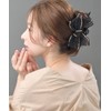 Vingtaine H7903-BLACK Organdy Ribbon Hair Claw for Adults, Women’s
