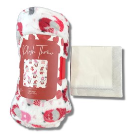 Nantucket Home Day Dog Throw Blanket: Soft and Cozy Velvet Fleece Puppy Love, Red Pink Tan White, 50inch x 60inch Inch (Puppy Love)