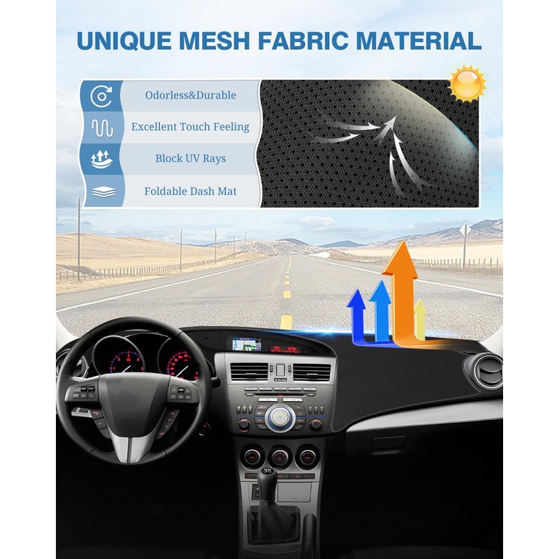 FIILINES Dash Cover Compatible with Mazda 3 2010 2011 2012