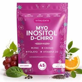 Myo Inositol y D-Chiro Inositol 40:1 Platinum 4000mg - Fórmula Mejorada Con Folato + Zinc + Cromo y Vitamina D3-45 Días de Suministro 225g - Alta Biod