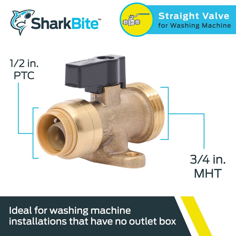 SharkBite 1/2 Inch x 3/4 Inch MHT Washing Machine Straight