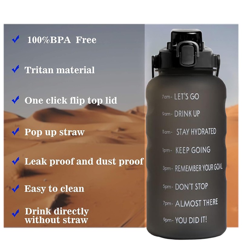 Katsy Style Hydrate 2L Tracker Water Bottle - Rainbow BPA-Free