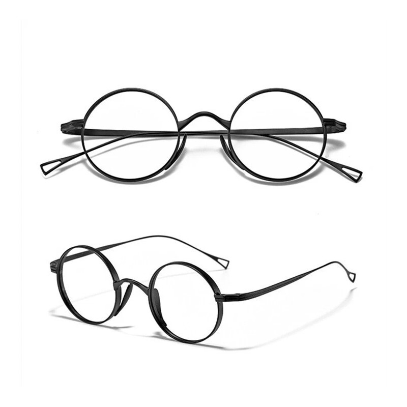 Coyee Titanium Round Eyeglass Frame Retro Glasses Ultralight Spectacles Black
