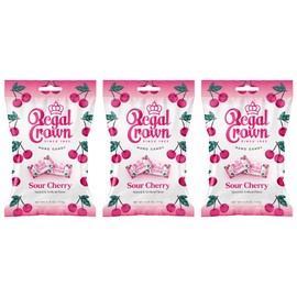 Regal Crown Sour Cherry Candy | Traditional Sour Cherries Candy | Tart and Tangy Old Fashioned Sour Cherry Hard Candy Brought To You By Iconic Candy | 6.25oz Peg Bag (3)