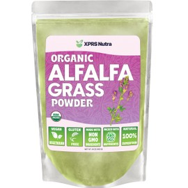 XPRS Nutra Organic Alfalfa Powder - Premium Vegan Alfalfa Supplement Rich in Calcium, Antioxidants, Vitamins - Farmer Alfalfa Supplement for Kids and Adults - Vegan Friendly Alfalfa Leaf (16 Ounce)