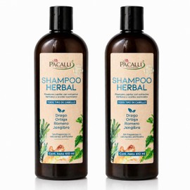 PACALLI Shampoo de Romero 2x410ml  Rosemary Shampoo with Ginger  Nettle                                                                               