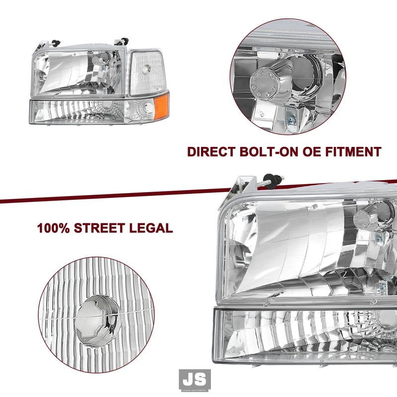 JSBOYAT 6pcs Headlight Assembly Replacement with Bumper Corner Headlamp Set