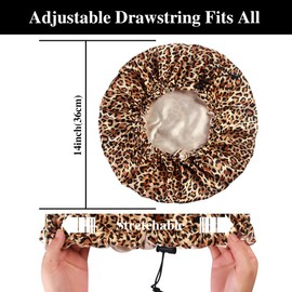 2pcs Reversible Large Satin Bonnet for Sleeping, Adjustable Drawstring Silky Bonnet for Women Braids Curly Hair, F