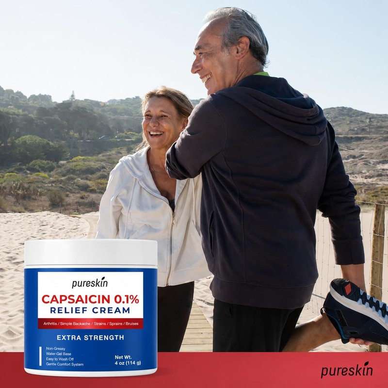 PURESKIN Capsaicin Cream Extra Strength: 0.1% Capsaicin Neuropathy Cream for