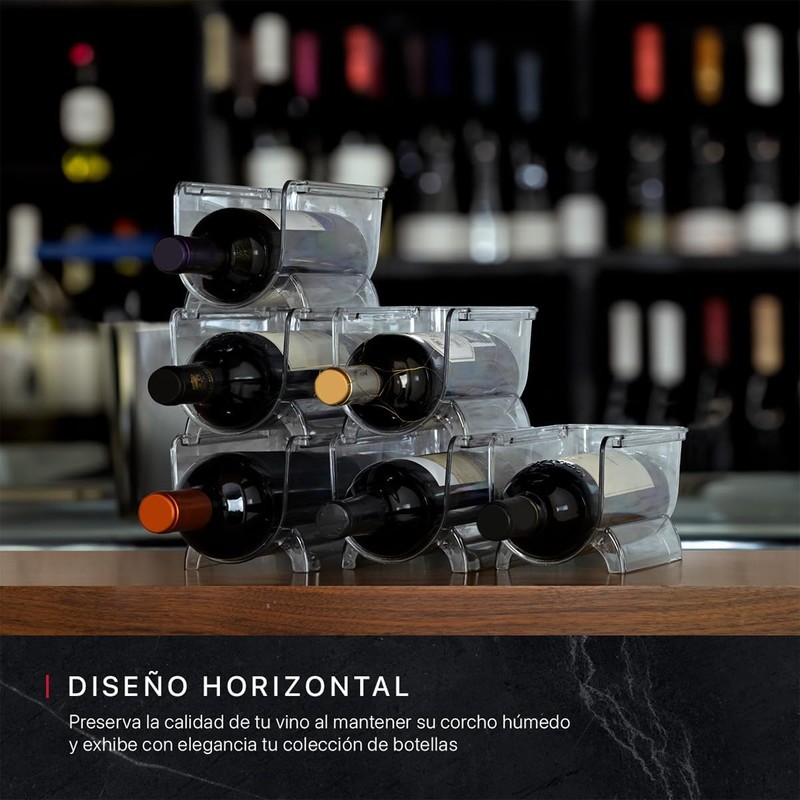 Cookify Set de 6 Organizadores Apilables para Botellas de Vino,