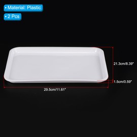 PATIKIL 11.6x8.4" Fast Food Trays, Set of 2, Plastic Serving Trays, Reusable Multipurpose Rectangular Trays for Cafeteria, Restaurants, Home Kitchen, White