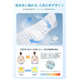 Ceskony Car Gel Cushion, 17.7 x 18.1 x 0.7 inches (45 x 46 x 1.8 cm), Large, 100 Vents, Cool, Breathable, Honeycomb Structure, Gel Cushion, Four Seasons, Zero Gravity, Anti-Slip, No Stuffy, Body