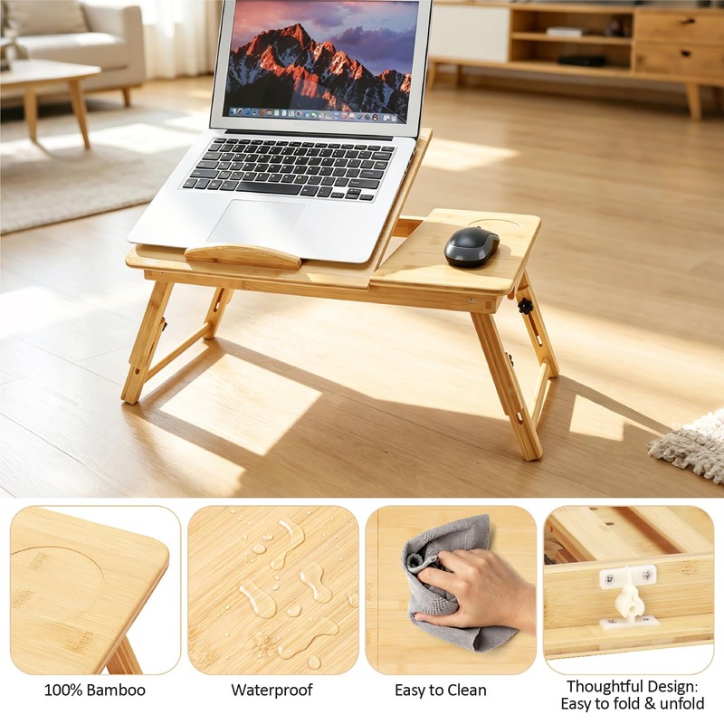 Evernewly Laptop Desk for Bed, Foldable Bed Tray, Adjustable Angle