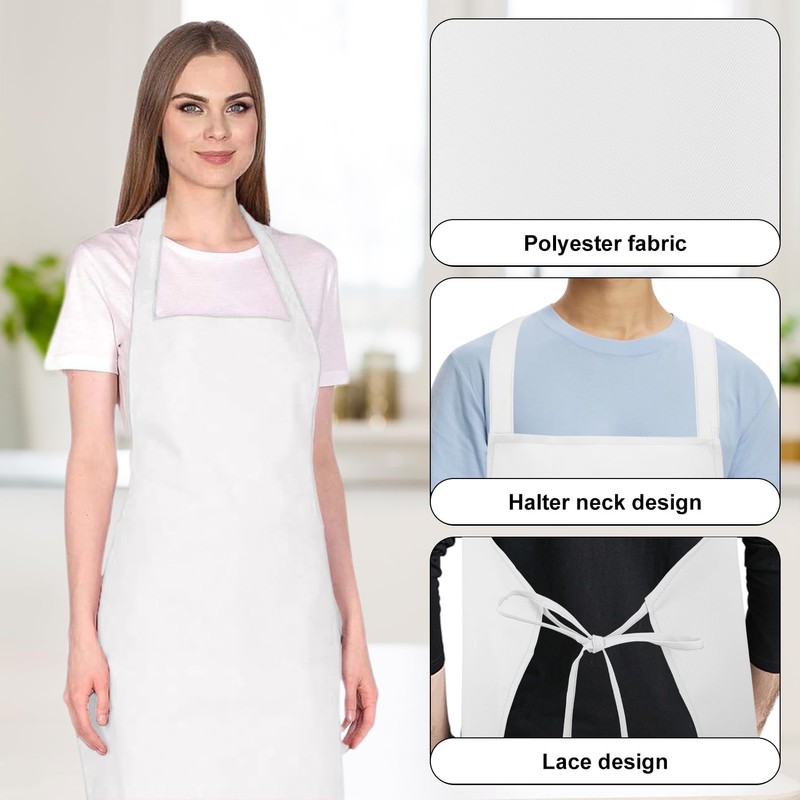 Cabaubl 12 Pack Bib Apron,Unisex Bib Aprons,Plain Bib Aprons Bulk