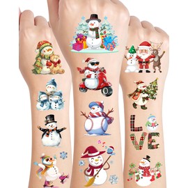 220 Pieces Cute Snowman Temporary Tattoos Stickers,20 Sheets Christmas Winter Snowman Themed Tattoos Stickers Party Decoration Supplies Party favors for Kids Adults