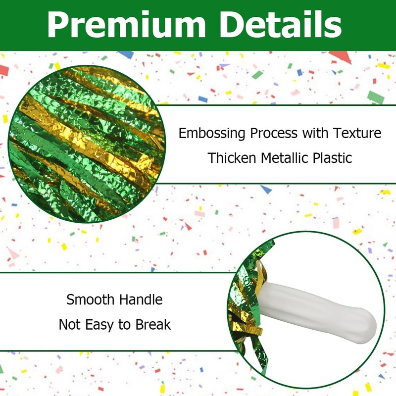 Hooshing 24PCS Green and Gold Pom Poms Cheerleading Metallic Foil