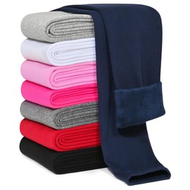 Kiiavoro Girls Fleece Lined Leggings Cotton Kids Winter Warm Leggings Thick Thermal Tights Pants, 1 Pack Navy Blue