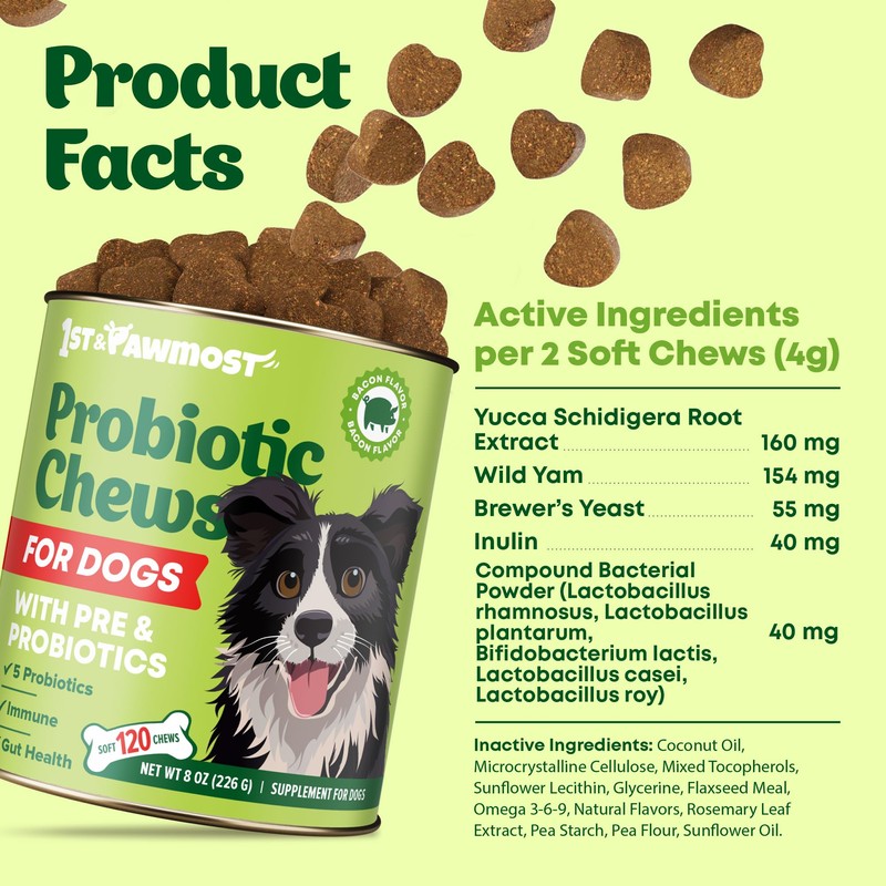 Dog Probiotic Chews Gut Health & Digestive Function Support Anti