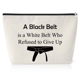 Martial Arts Gift Martial Art Makeup Bag Inspirational Karate Girl Gifts Judo Jitsu Gifts for Women Girls Encourage Taekwondo Karate Girl Gifts Tae Kwon Do Gifts Travel Zipper Cosmetic Pouch