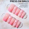 Pink Press on Nails French Tip Fake Nails with Designs