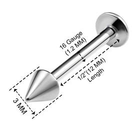 KJM Fashion Cartilage Labret Earrings Stainless Steel 1.2 mm 16 g Pack of 4, Metal