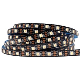 SVFISHKK DC5V SK6812 similar WS2812B RGBW16.4 pies 5m individualmente direccionable flexible 4 colores en 1 tira LED de color de sueño no impermeable (PCB negro) (RGB+blanco cálido, 5 m) 300 leds)