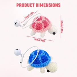 Anseom Pack of 2 Knitted Turtle Pendants, Funny Keyring Gift for Couples, Emotional Support Crochet Turtles for Girlfriends, Cute Bag Accessories
