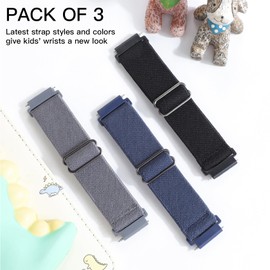 Folavii 3 Pack Stretchy Nylon Compatible with Gizmo Watch Adventrue 3 3 2 1/Gabb Watch 3e 3 2 1/SyncUP & Cosmo JrTrack 5/4/3/2 SE/2/JrTrack Band, 20mm Solo Loop Soft Strap for Boys Girls