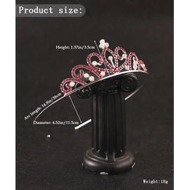 Yheahin Glitter Silver Crystal Princess Tiara Elegant Rhinestone Pearl Crown Wedding Prom Birthday Party Headdress Costume Hair Accessories for Girls (Rose pink-pearl)