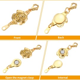 Pack of 12 Magnetic Jewellery Clasps, Magnetic Clasp Chain Lobster Clasp, Magnetic Jewellery Clasp for Bracelet Necklace, Includes Three Styles (Rhinestone Ball, Cylindrical, Ball Tone)