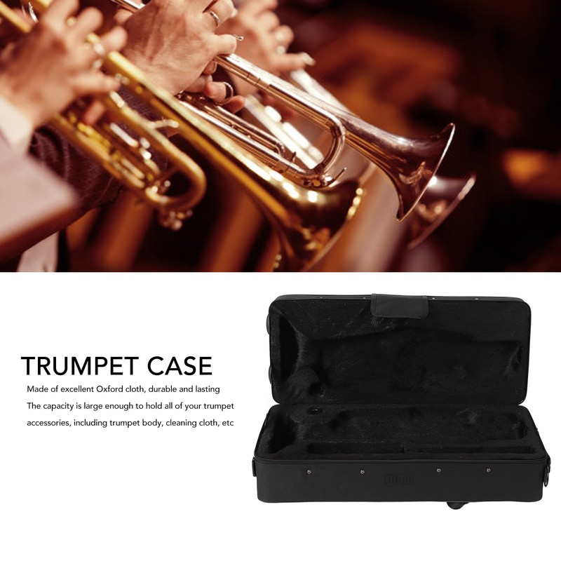 Trumpet Storage Box with Shoulder Strap Multiple Compartments Oxford Cloth