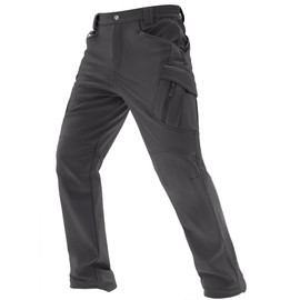 TACVASEN Winter Tactical Cargo Pants for Men Stretch Fleece Outdoor Hiking Waterproof Windproof Warm Thermal Gray Work Pants with Zipper Pockets