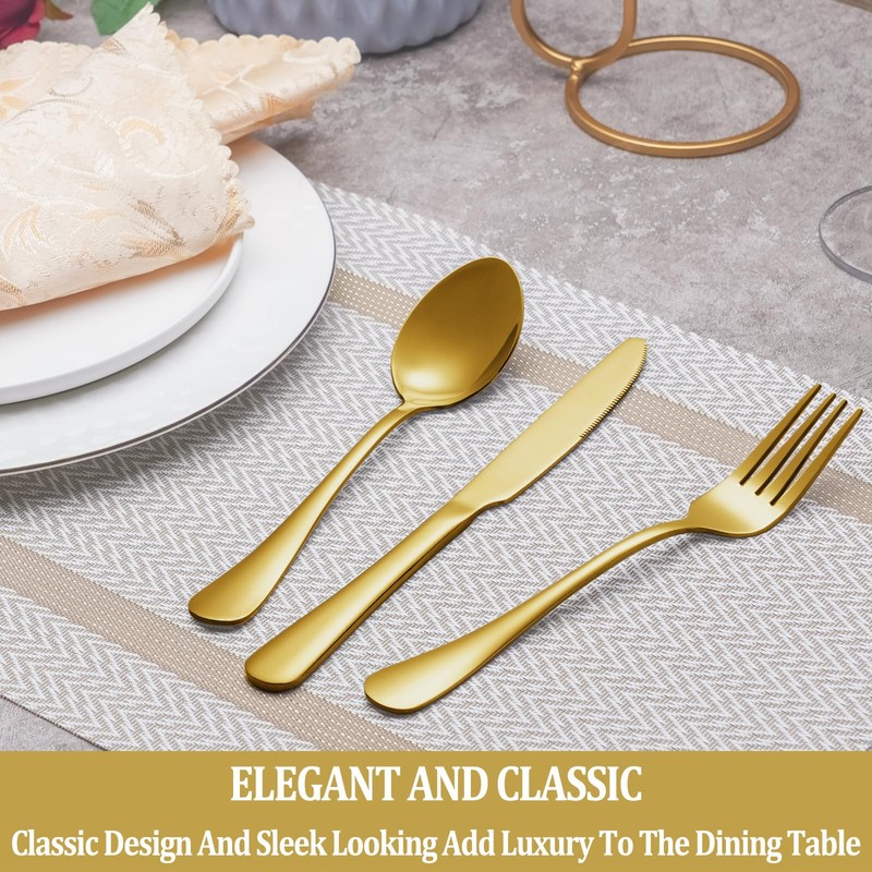 40 Pcs Gold Silverware Set Service for 8, Premium Stainless