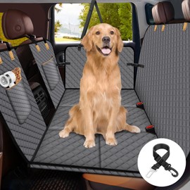 Lekereise Dog Car Seat Cover for Back Seat,Hard Bottom Dog Hammock for Car,Camping Air Mattress, Hammock Travel Bed for Car SUV Truck (Grey)