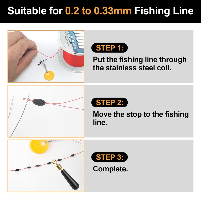 Realure 60 Pcs Fishing Float Stops, 6 in 1 Rubber