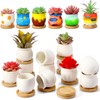 Remerry 12 Pcs 2.5 Inch Mini Succulent Pots with Bamboo