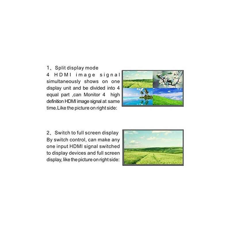 KALEA-INFORMATIQUE 4x1 Quad HDMI MULTIVIEWER SWITCH. Multiple display from one