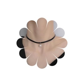 Jugielu Vintage Leather Pearl Choker Necklace Black Leather Necklace Single Pearl Pendant Necklace Boho Leather Cord Necklace Chain Minimalist Pearl Necklace Jewelry for Women