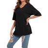 Larmliss Women's Oversized T Shirts V Neck Tees Summer Half