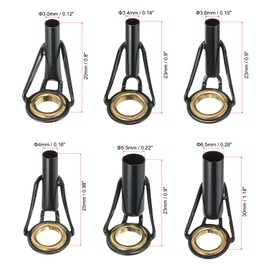 PATIKIL 3.0-6.5 mm Fishing Rod Tip Repair Kit 6 Pieces Stainless Steel Stake Ring Guide Replacement for Saltwater Freshwater Fishing Golden