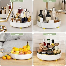 Timotech Organizador de Maquillaje, Organizador de Baño Giratorio, Organizador de Cosméticos y Almacenamiento de Baño, Bandeja Organizadora Giratoria 