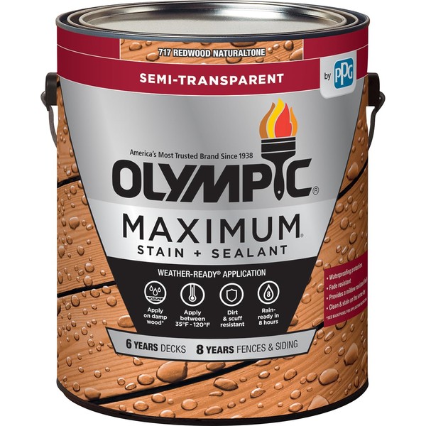 Olympic Maximum 1 gal. Redwood Semi-Transparent Exterior Ready to Use