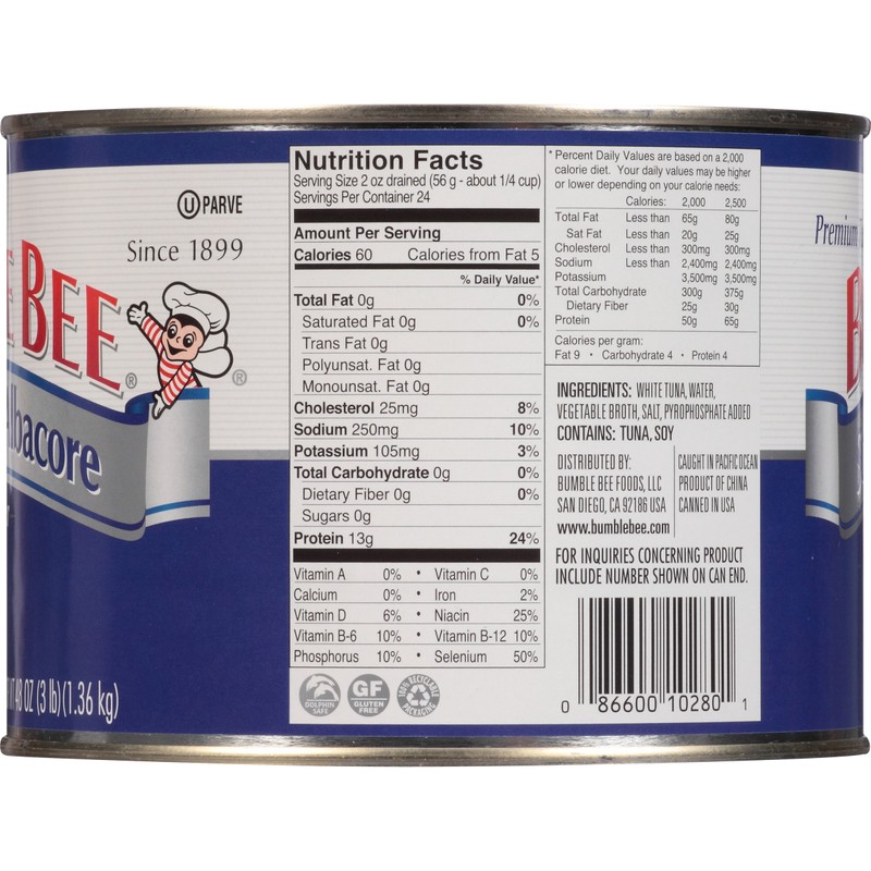 Bumble Bee Solid White Albacore Tuna in Water, 66.5 Ounce