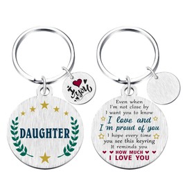 Yobent Daughter Christmas Keyring Gifts from Mum Dad, Best Daughter Birthday Key Ring for Women, I Love My Daughter Present for Xmas Thanksgiving