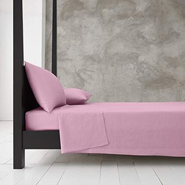 Egypto Easy Care Luxury Bedding Flat Sheets Single – Breathable & Hypoallergic Flat Sheets – Shrinkage & Fade Resistant Flat Bed Sheet Baby Pink