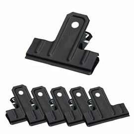 6 Pcs Black Large Bull Clips, Bull Hinge Clip Binder Clips File Money Clamps for Photos, Papers, Food Bags, Art & Crafts, Office, School and Kitchen (77 mm)