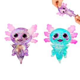 2 PCS Axolotl Squishy Toy Set, Soft Axolotl Stress Relief Toys, Durable Elastic Squishy Axolotl for Kids Teens Adults, Fun Party School Gifts, 10 Cm Colorful Malt Sugar Design
