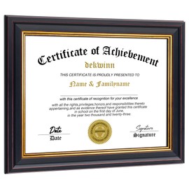 DEKWINN,8.5x11 Diploma Frames Certificate Document Frame with Real Glass, 1 Pack Diploma Frame for Wall Gallery or Tabletop display, Black Gold Molding,Without Mat